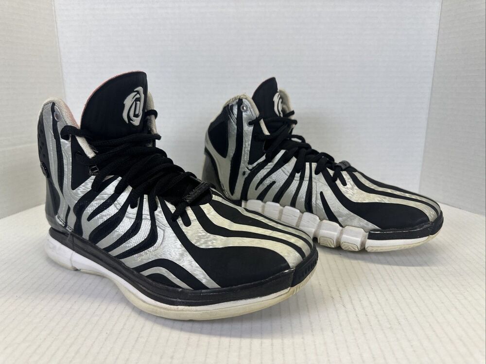 Adidas D Rose 4.5 Basketball Sneaker Size 6 Mens Black/Silver Used No Box - Picture 9 of 10